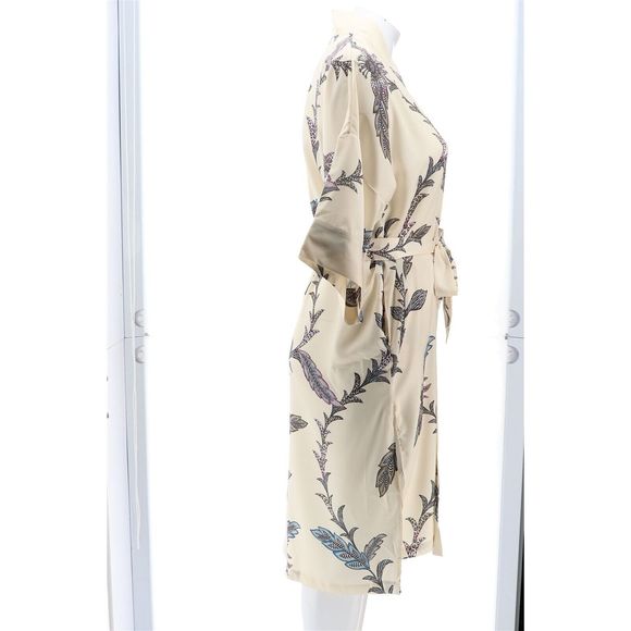 WynneLounge Matte Shine Washed Satin Maxi Robe Ecru Combo 7703593 - Picture 7 of 8